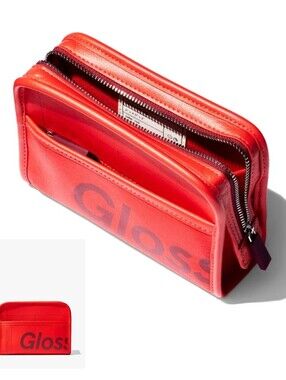 Glossier Mini Beauty Bag, Travel Pouch with Sticker Sheet